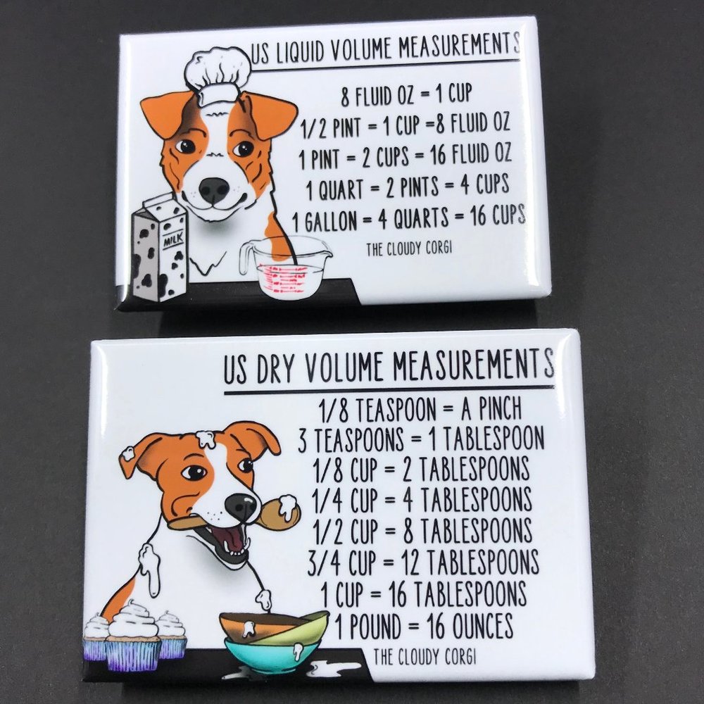Jack Russell Terrier Dog Measuring Magnet Set Kitchen Cooking Baking Guide